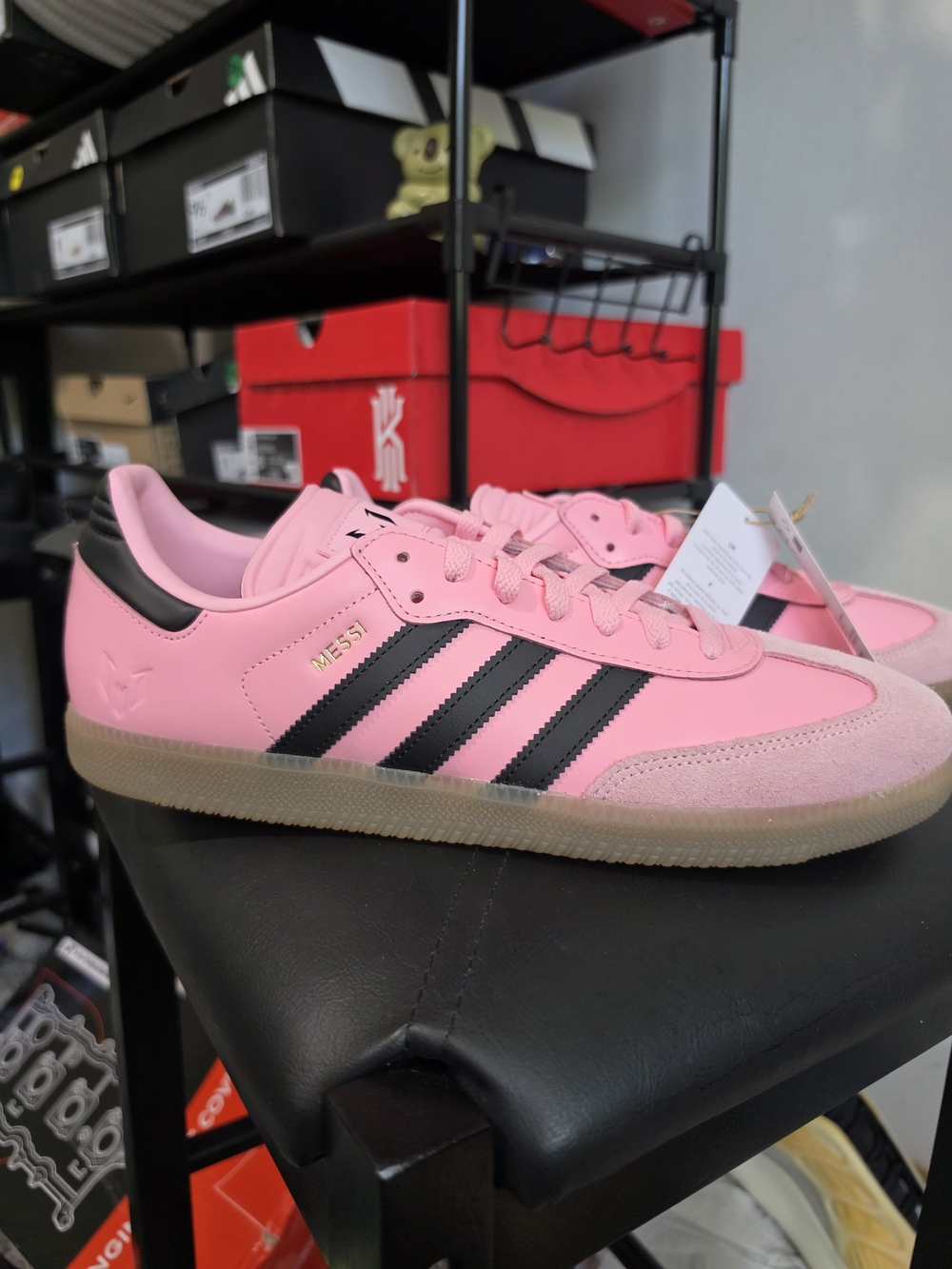 Adidas Samba-style Pink Sneakers with Black Stripes